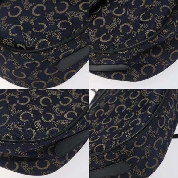 CELINE C Sulky Shoulder Bag Canvas Navy Gold - Picture 10 of 12